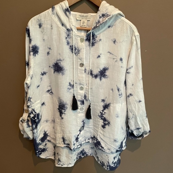 NWT Rachel Zoe Linen Tie Dye Oversized Top Small - Picture 9 of 11